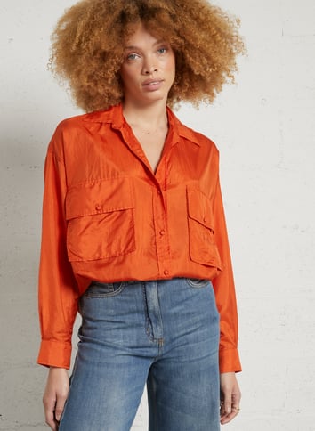 Silk shirt with classic collar MOMONI Orange